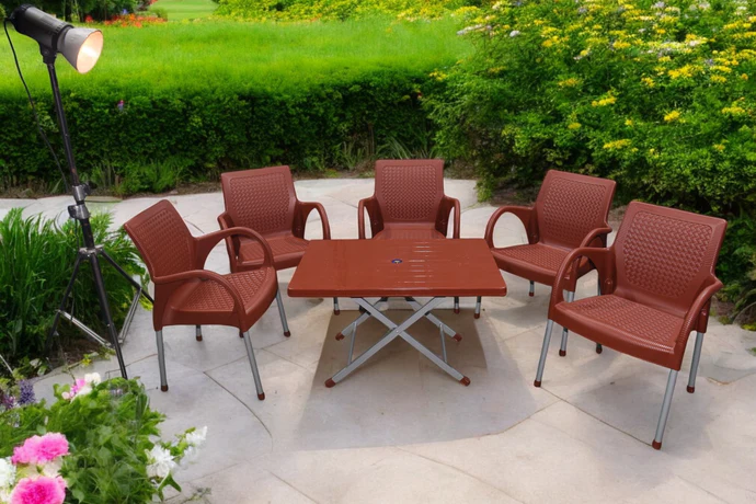 BOSS Lino Rattan Plastic Chair With BP-214-s Folding Table