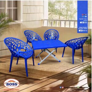 BOSS Tree Chair Set with BP-214-S Folding Steel Plastic Table