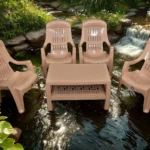 BOSS Mughal-e-Azam High Back Plastic Chair Set with BP-370 Double Shelf Table