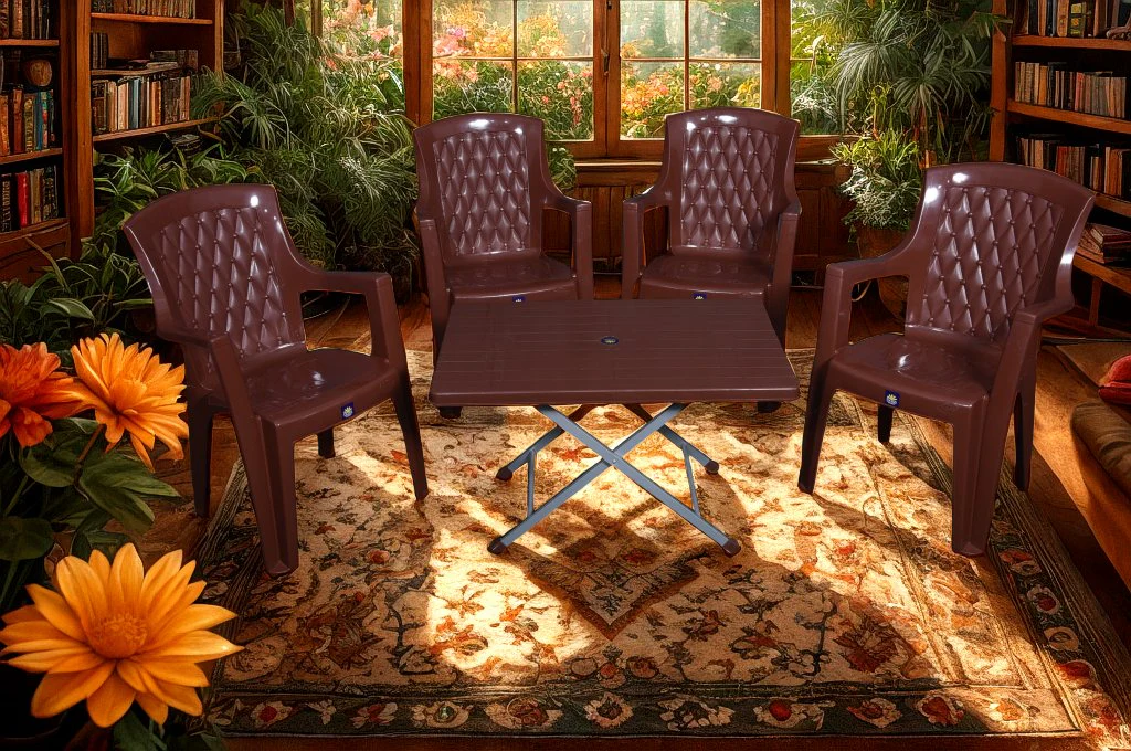 BOSS Full Plastic High Back Chair Set with BP-214-s Folding Steel Plastic Table - Image 7
