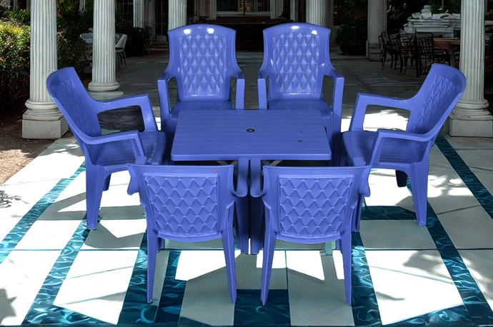 BOSS Full Plastic High Back Chair Set with BP-214-s Folding Steel Plastic Table