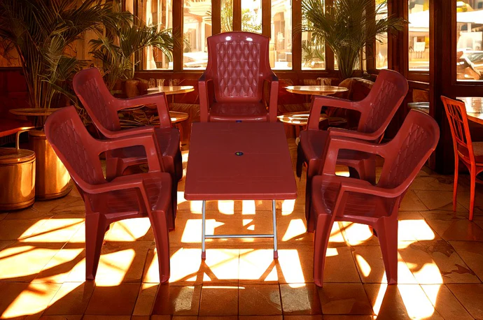 BOSS Full Plastic High Back Chair Set with BP-214-s Folding Steel Plastic Table - Image 3