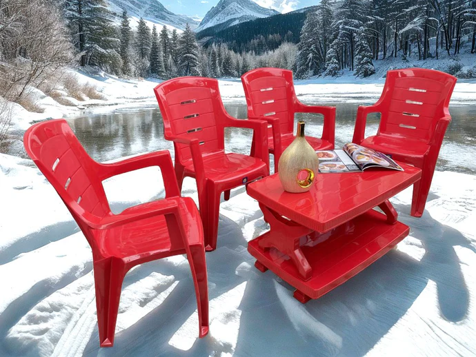 BOSS Full Plastic Elegant Chair Set with BP-335 Double Shelf Plastic Table - Image 4