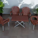 BOSS Carmen Rattan Chair Set with BP-214-s Steel Plastic Folding Table
