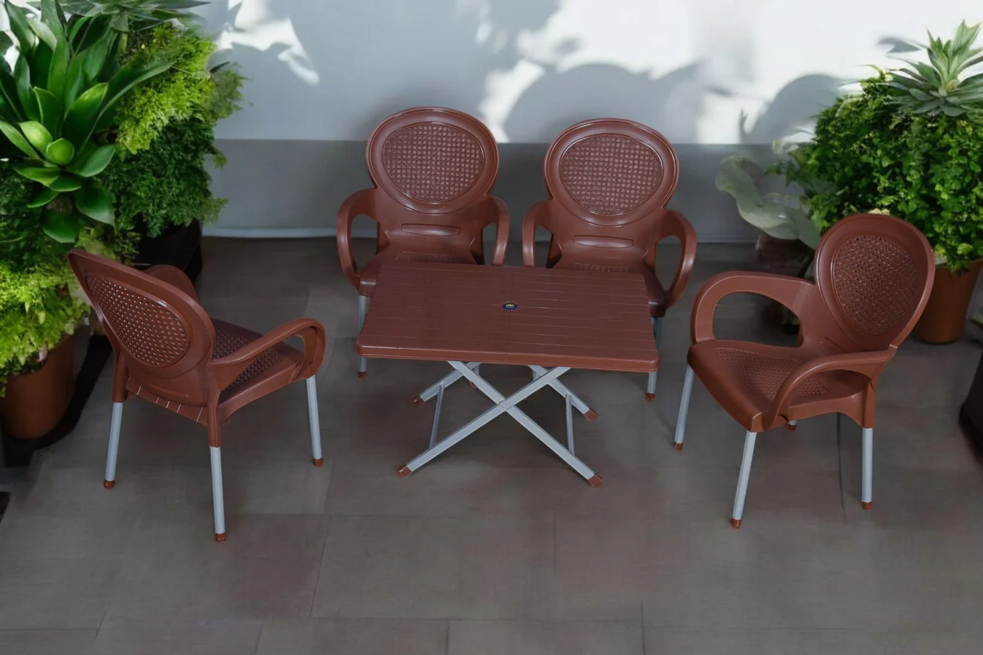 BOSS Carmen Rattan Chair Set with BP-214-s Steel Plastic Folding Table