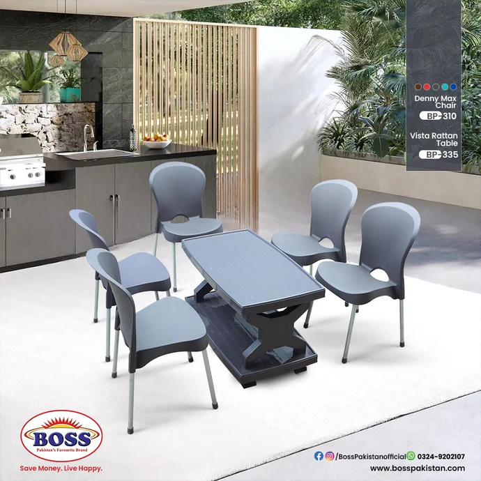BOSS Denny Max Table Set with BP-335 Double Shelf Rattan Table - Image 2