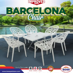 BOSS Tree Chair Set with BP-214-S Folding Steel Plastic Table White Color