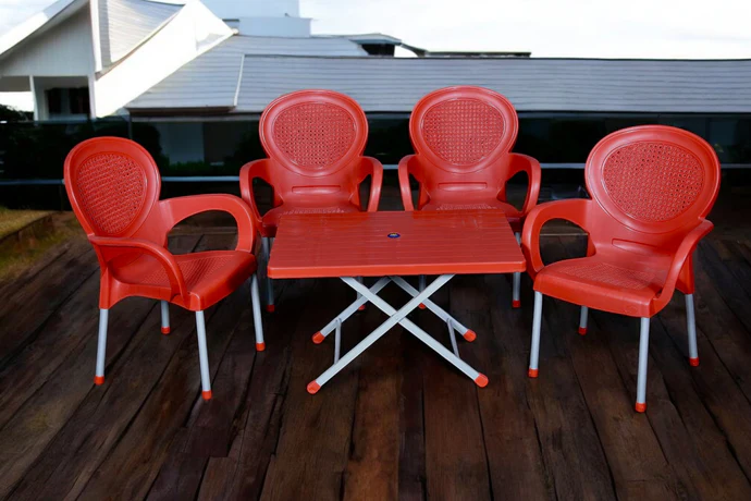 BOSS Carmen Rattan Chair Set with BP-214-s Steel Plastic Folding Table - Image 2