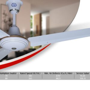 AL Meraj Fans JEWEL WHITE Ceiling Fan 56"- Cooper Wire