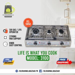 National Gas Stove 3 Burner Model 3100 Slim