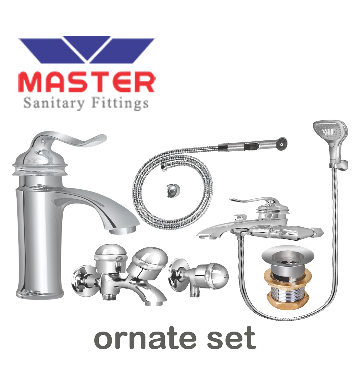 Master Gold Series Ornate Set With Saphire Hand Shower 3097