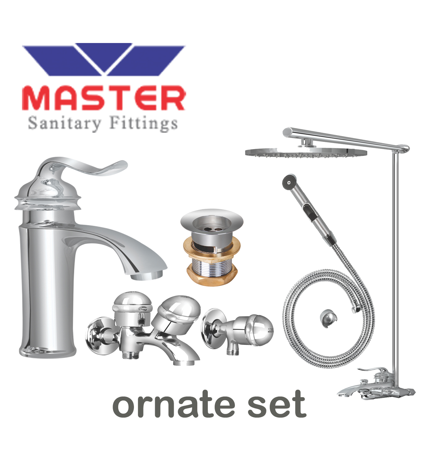 Master Gold Series Ornate Set With Overhead Rain Shower (3087A)