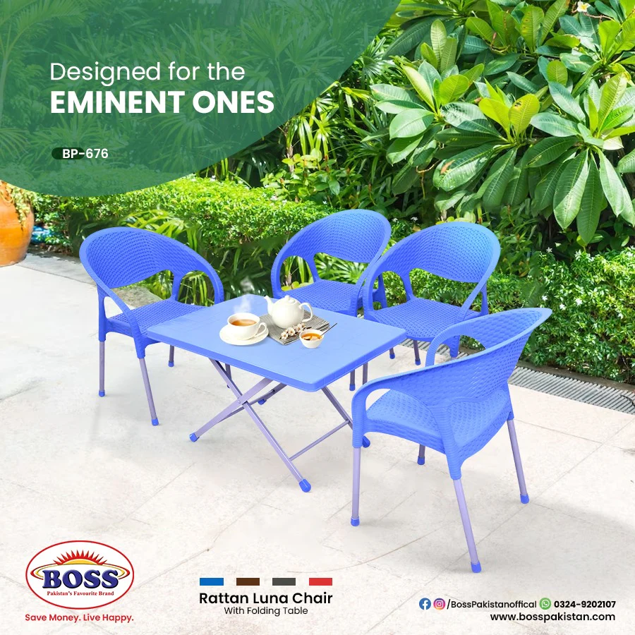 BOSS LUNA RATTAN CHAIR SET WITH BP-214 SQUARE STEEL PLASTIC FOLDING TABLE - Image 4