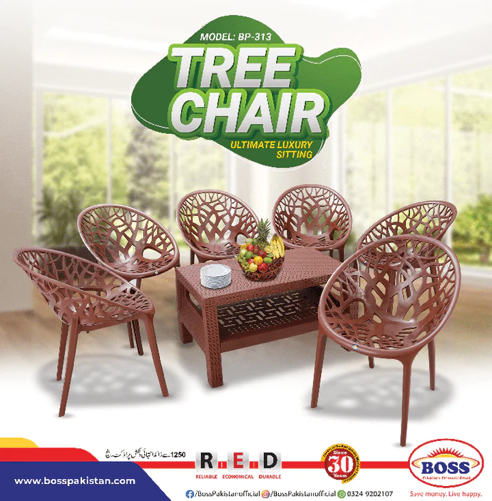 BOSS Tree Chair Set with BP-370 Double Shelf Table - Image 3