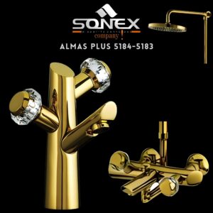 Sonex Sanitary Fittings ALMAS PLUS 5184-5183 Gold Bath Set